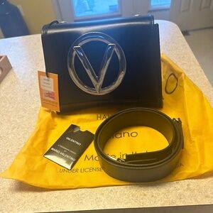 Valentino Black Leather Camera Bag